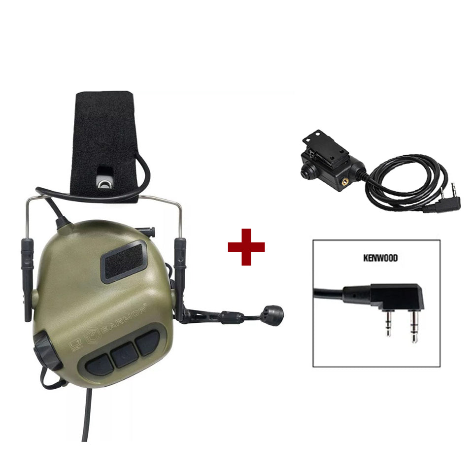 EARMOR Military Tactical Headset M32 MOD4 & PTT Adapter One
